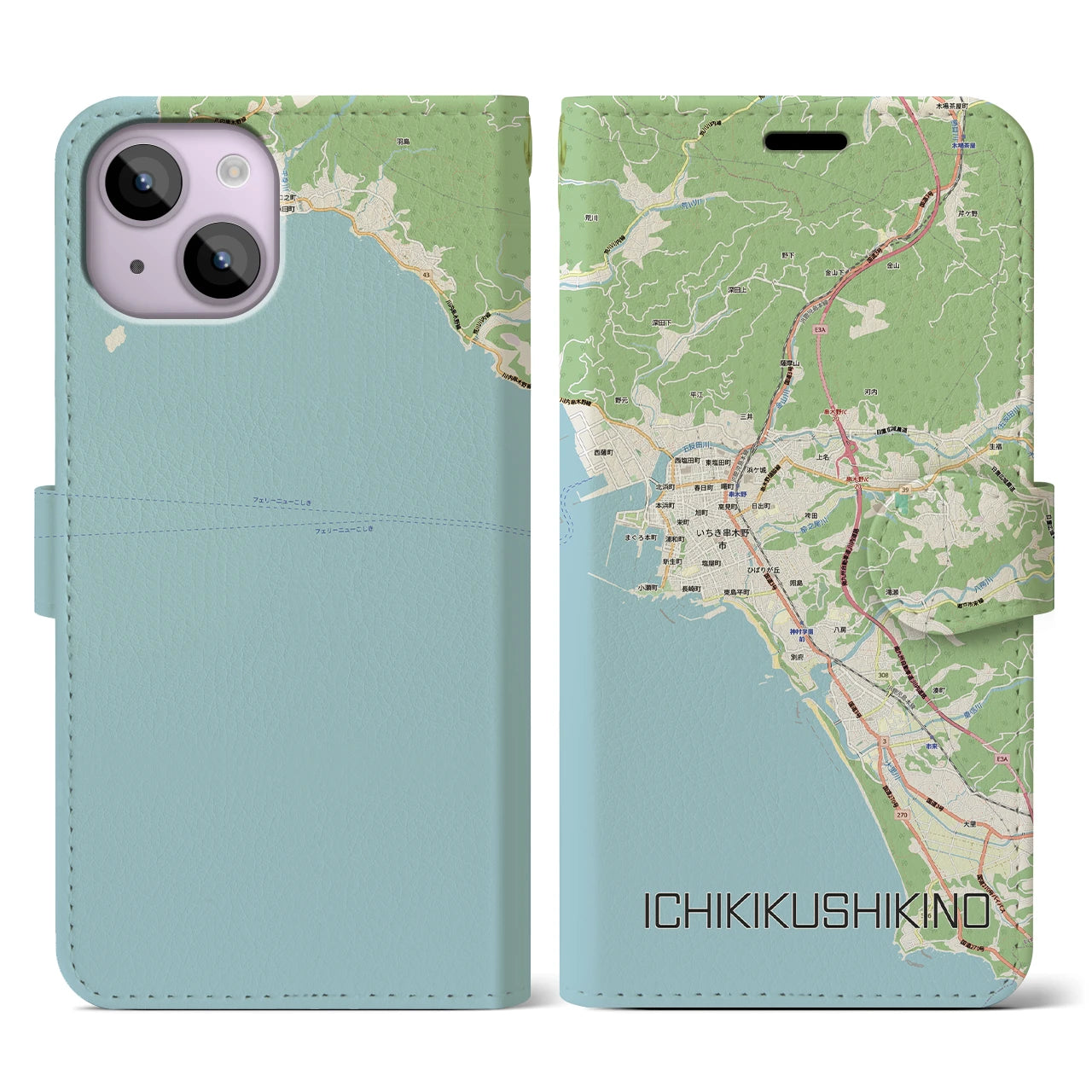 【いちき串木野(鹿児島県)】地図柄iPhoneケース(手帳タイプ)