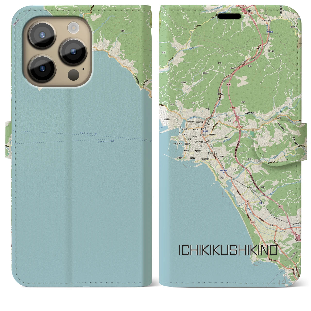 【いちき串木野(鹿児島県)】地図柄iPhoneケース(手帳タイプ)