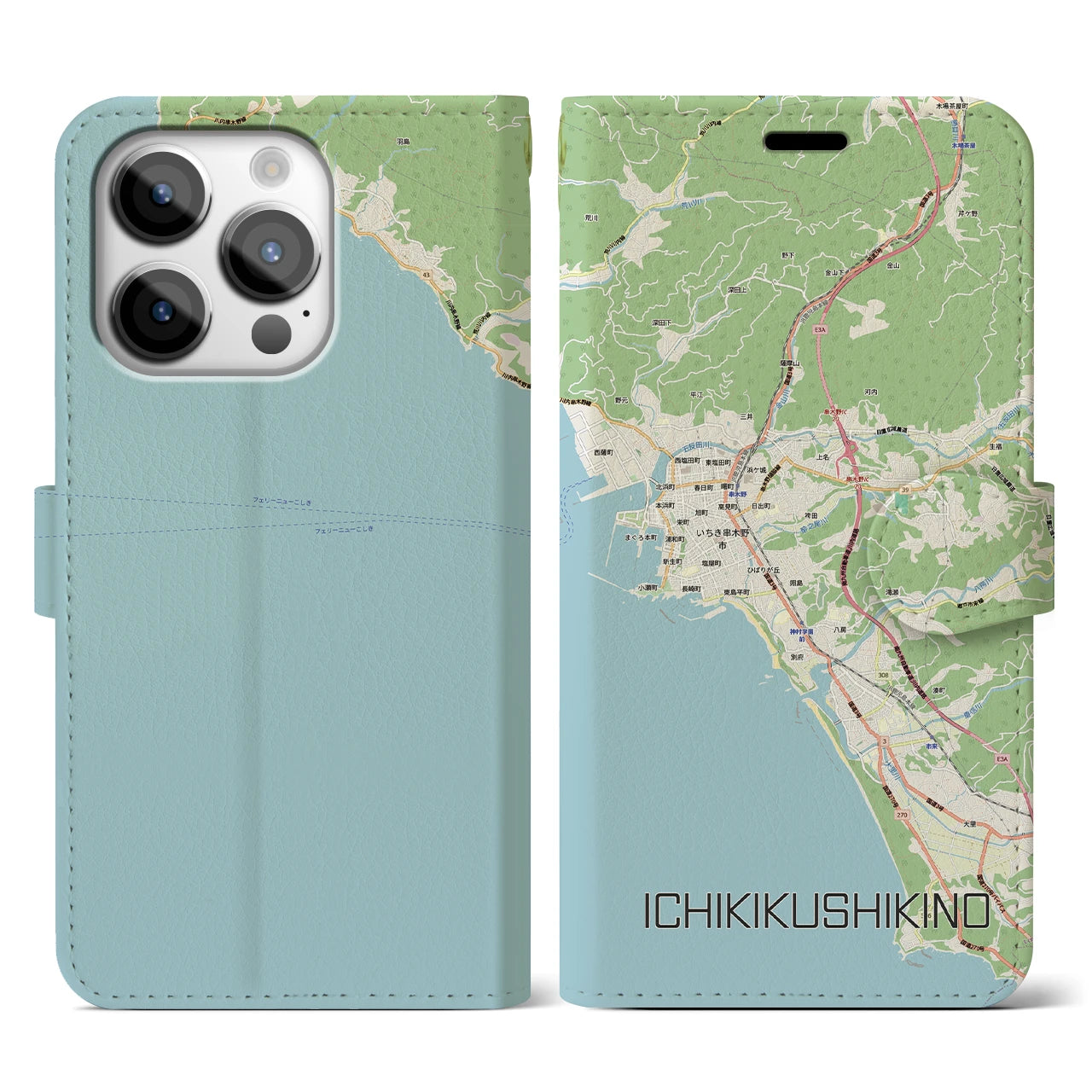 【いちき串木野(鹿児島県)】地図柄iPhoneケース(手帳タイプ)