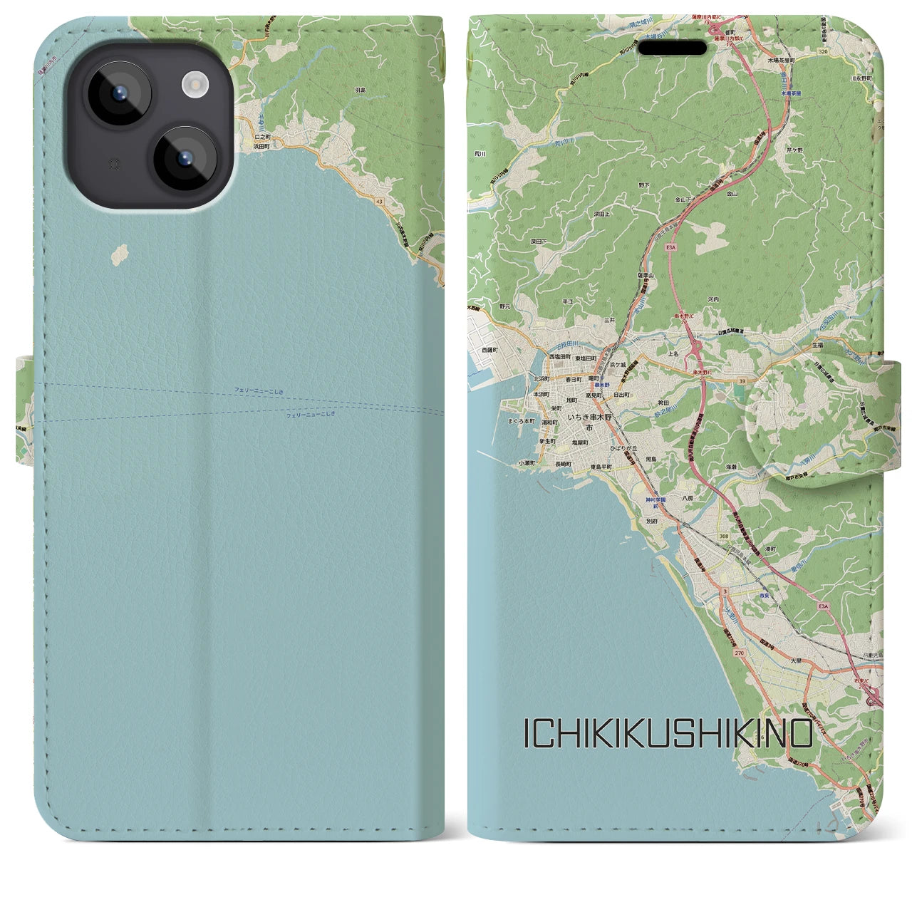 【いちき串木野(鹿児島県)】地図柄iPhoneケース(手帳タイプ)