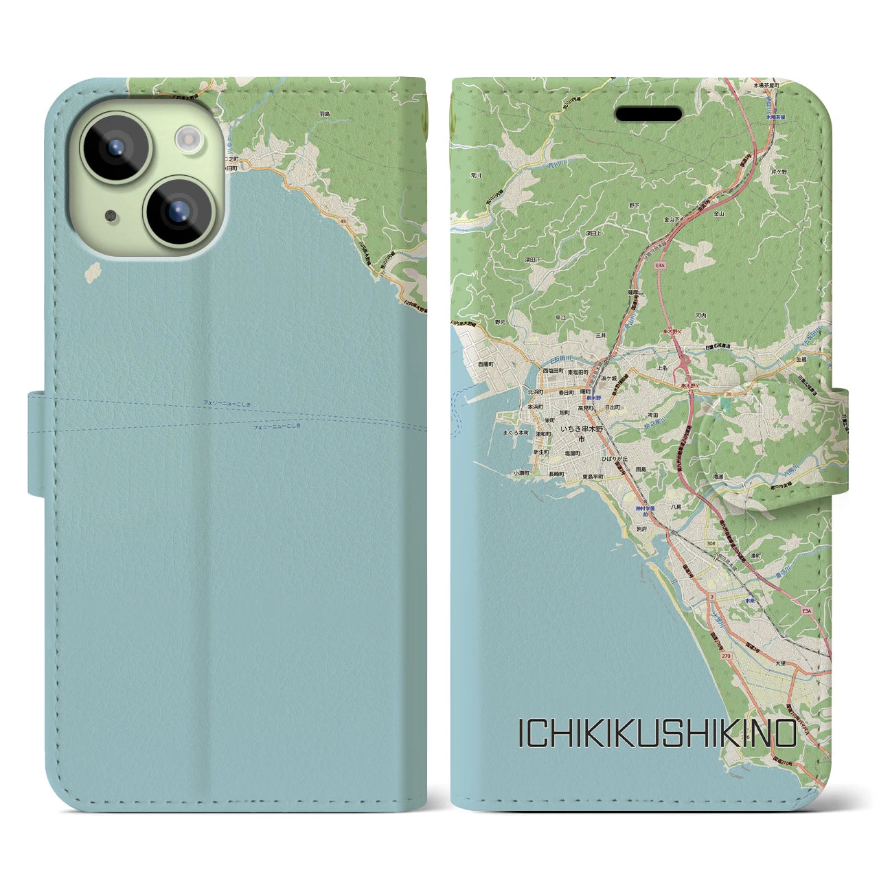 【いちき串木野(鹿児島県)】地図柄iPhoneケース(手帳タイプ)