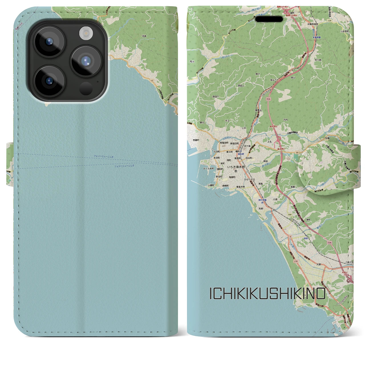 【いちき串木野(鹿児島県)】地図柄iPhoneケース(手帳タイプ)