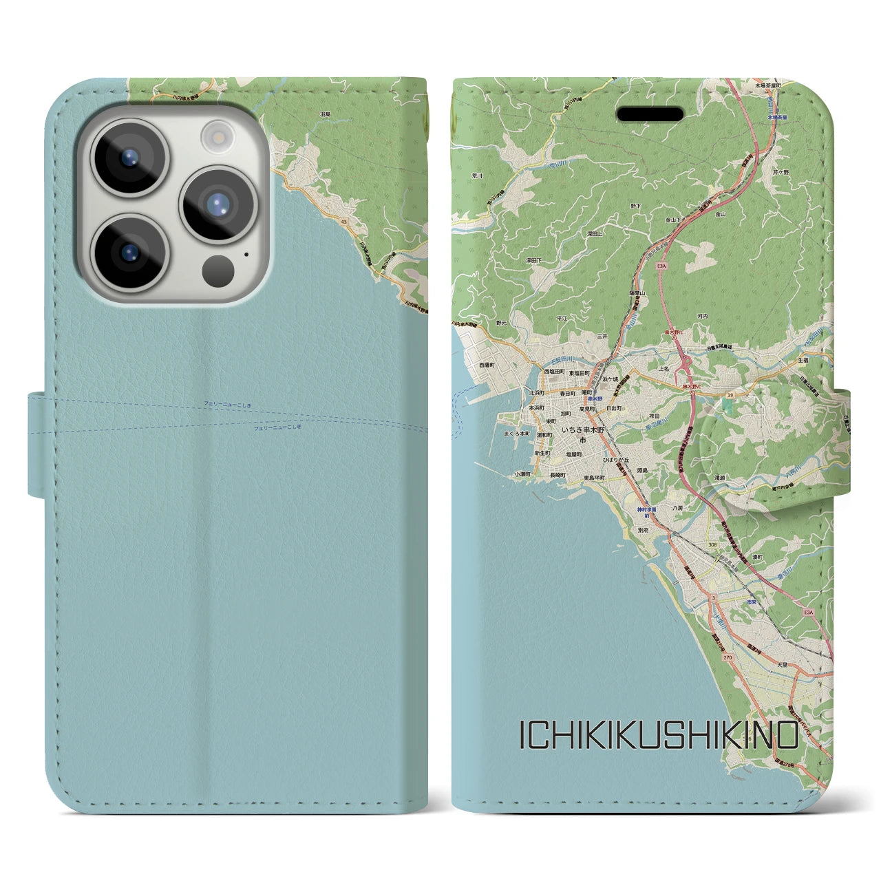 【いちき串木野(鹿児島県)】地図柄iPhoneケース(手帳タイプ)