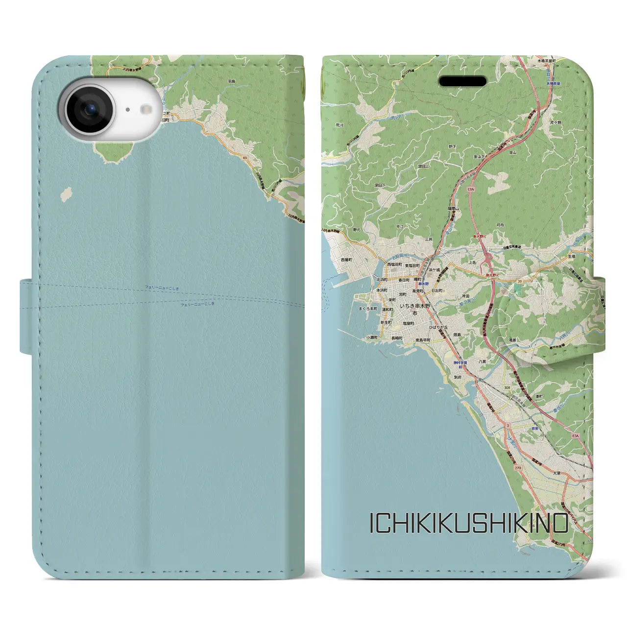 【いちき串木野(鹿児島県)】地図柄iPhoneケース(手帳タイプ)