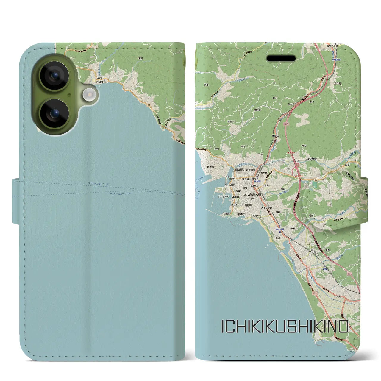 【いちき串木野(鹿児島県)】地図柄iPhoneケース(手帳タイプ)
