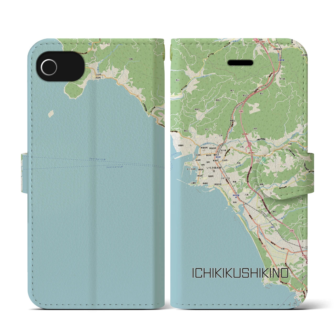 【いちき串木野(鹿児島県)】地図柄iPhoneケース(手帳タイプ)