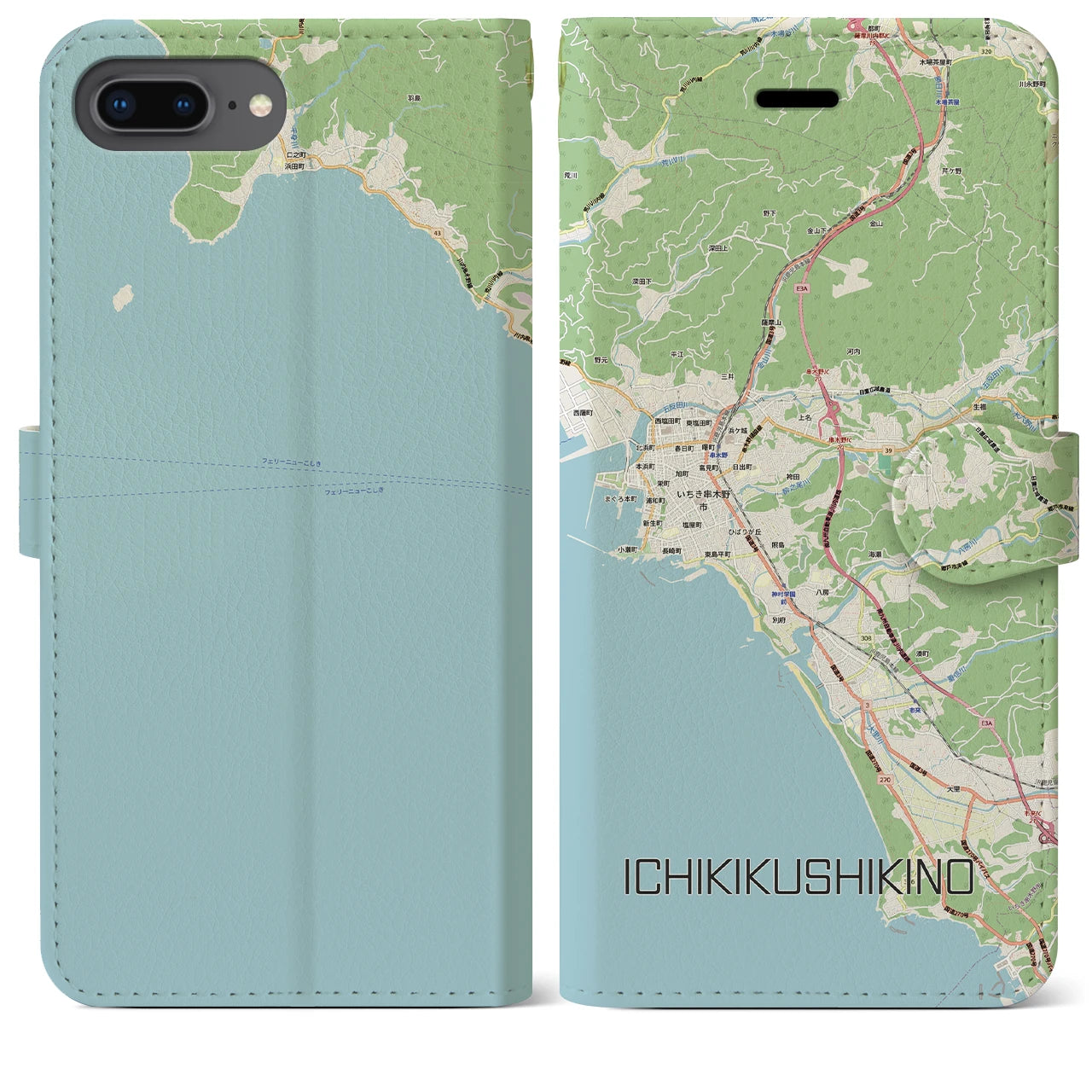 【いちき串木野(鹿児島県)】地図柄iPhoneケース(手帳タイプ)