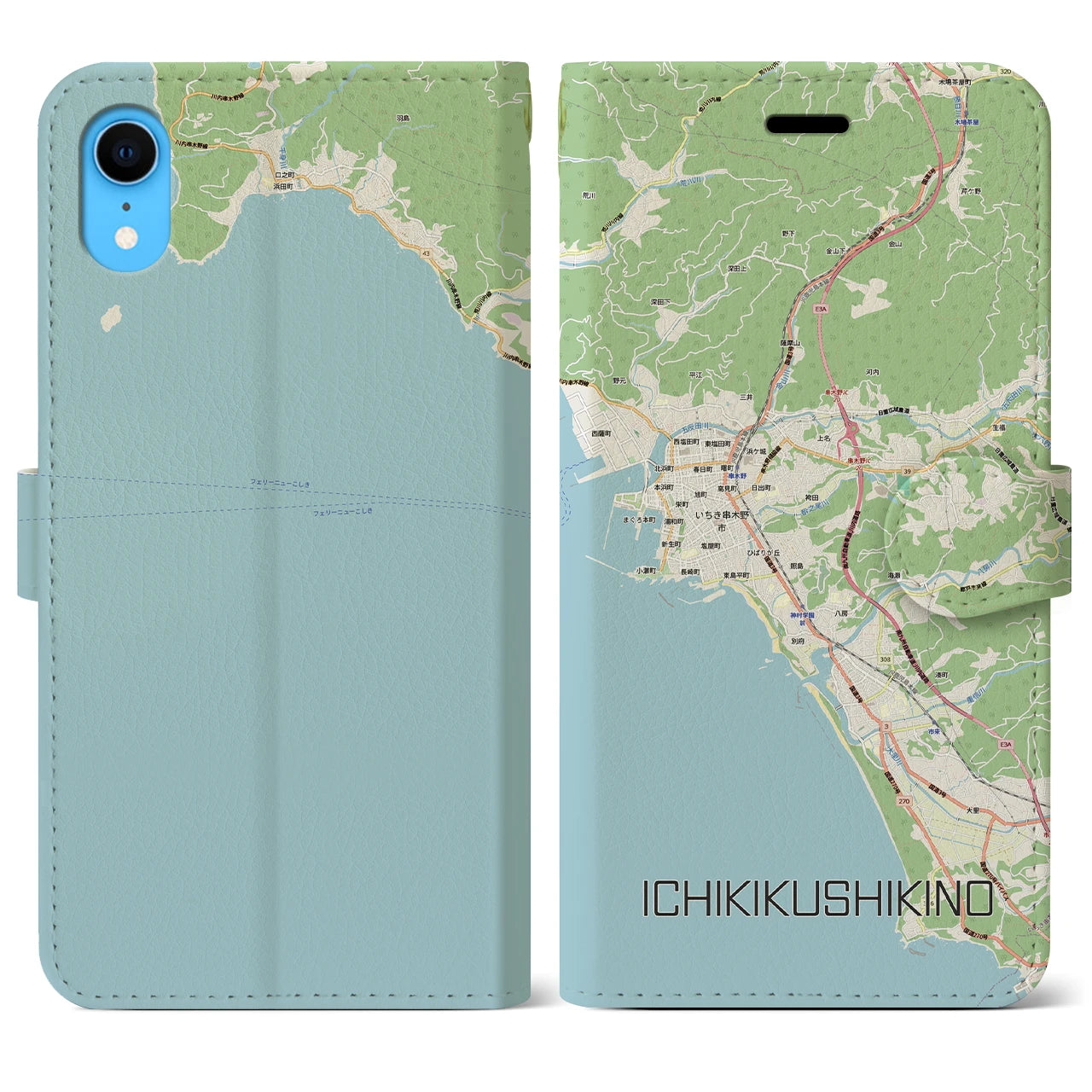 【いちき串木野(鹿児島県)】地図柄iPhoneケース(手帳タイプ)