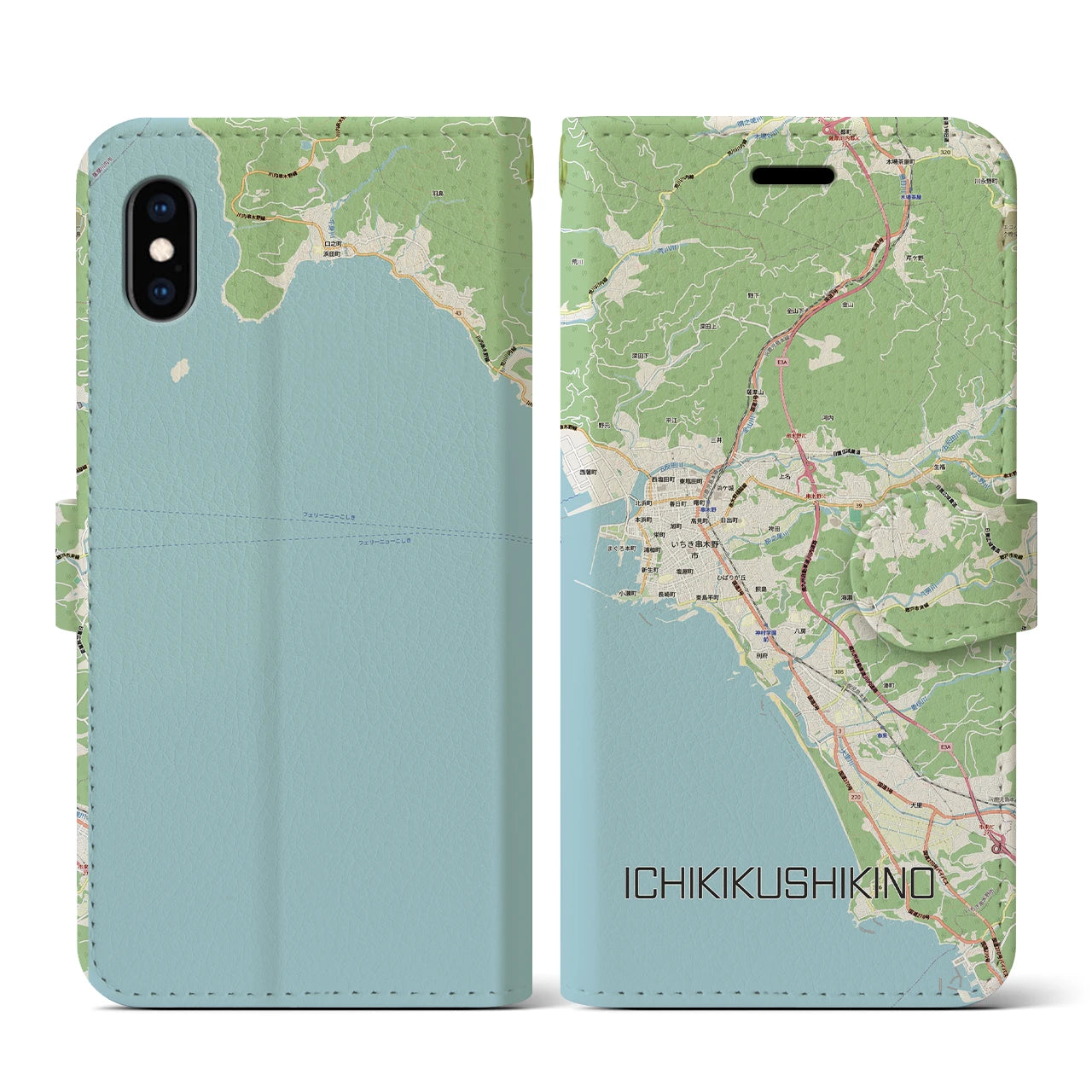 【いちき串木野(鹿児島県)】地図柄iPhoneケース(手帳タイプ)