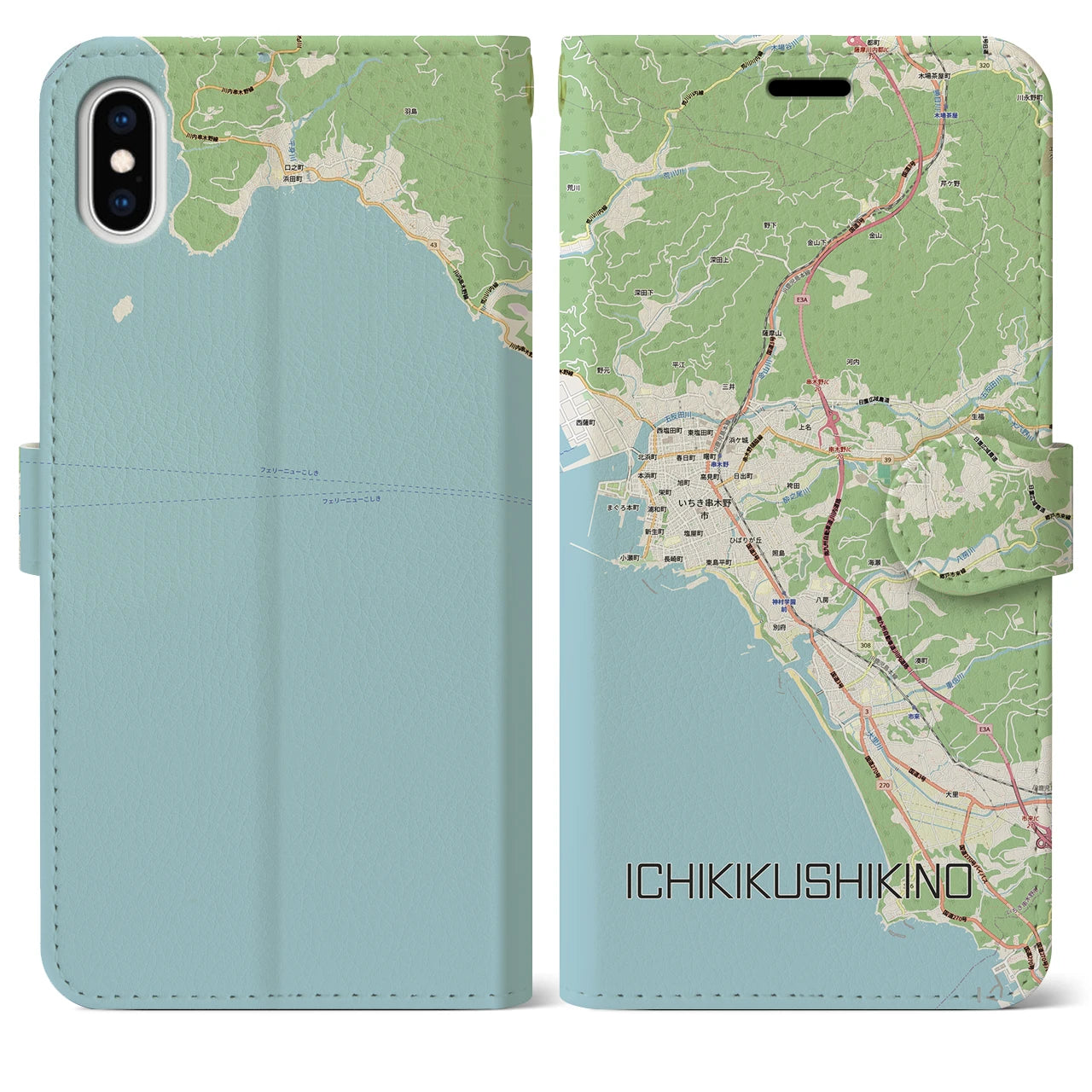 【いちき串木野(鹿児島県)】地図柄iPhoneケース(手帳タイプ)