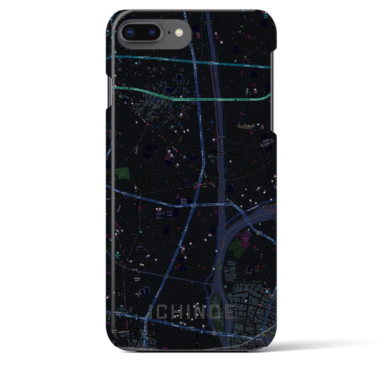 【一之江(東京都)】地図柄iPhoneケース(バックカバータイプ)