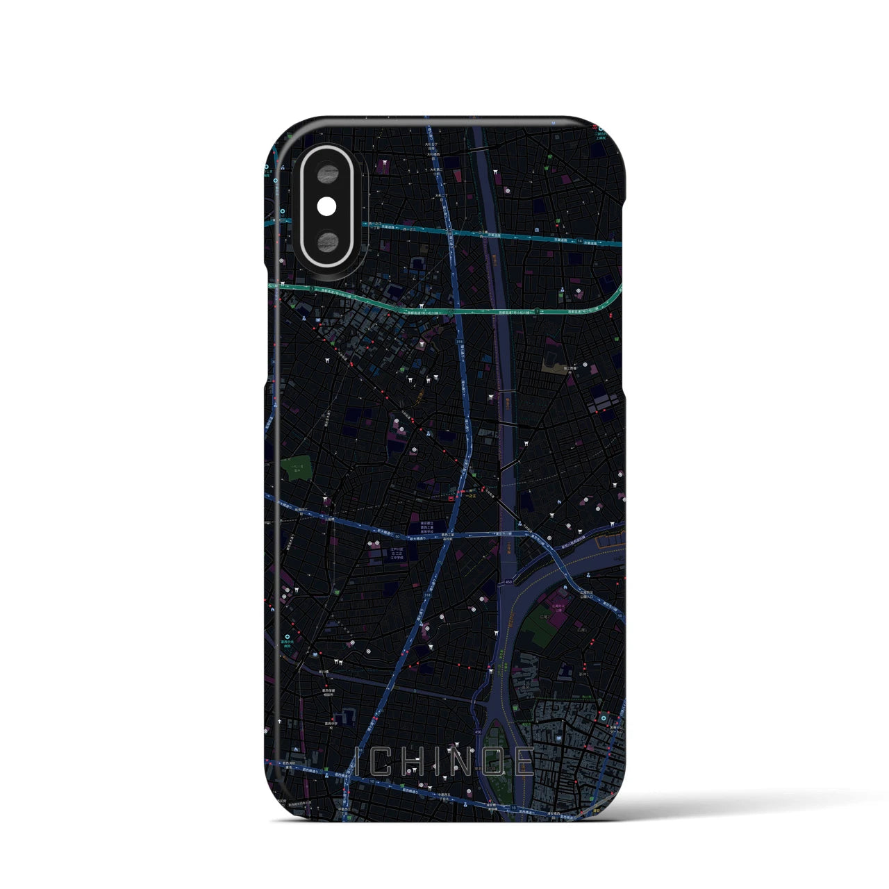 【一之江(東京都)】地図柄iPhoneケース(バックカバータイプ)