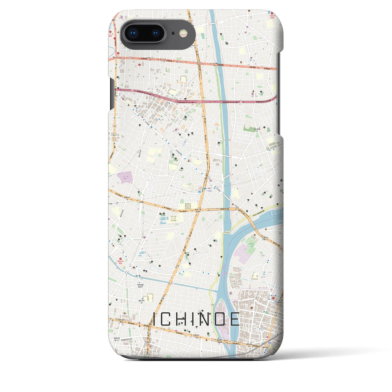 【一之江(東京都)】地図柄iPhoneケース(バックカバータイプ)