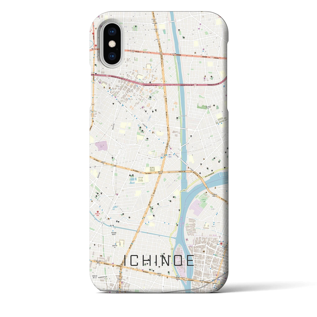 【一之江(東京都)】地図柄iPhoneケース(バックカバータイプ)