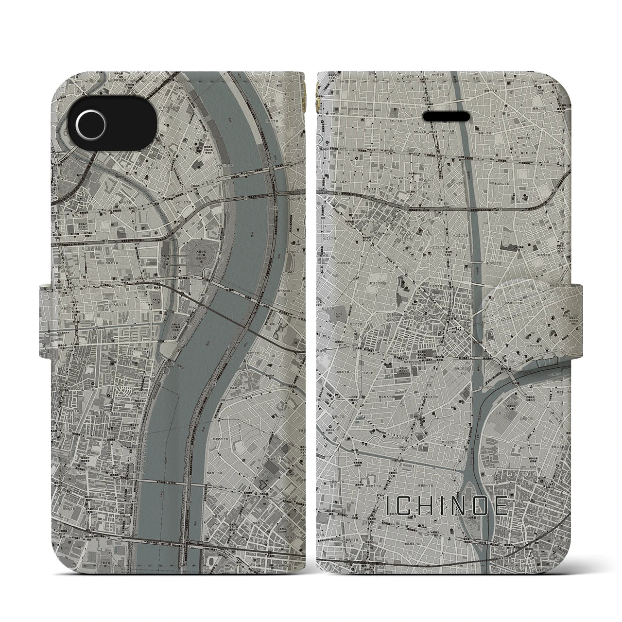 【一之江(東京都)】地図柄iPhoneケース(手帳タイプ)