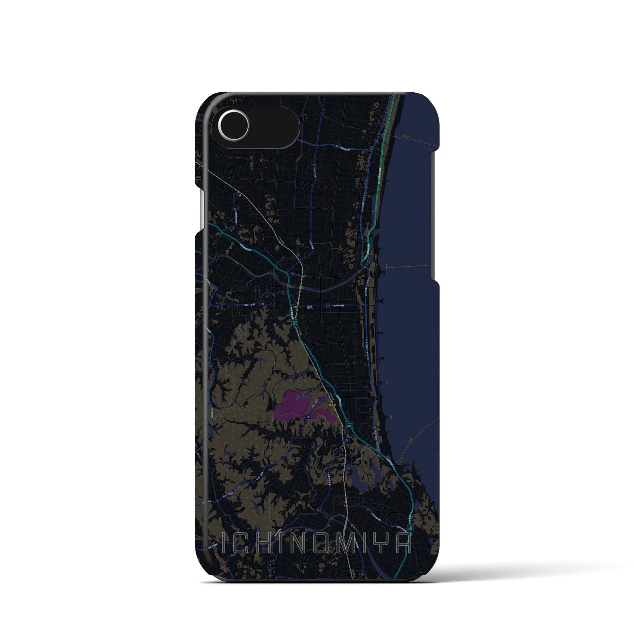 【一宮(千葉県)】地図柄iPhoneケース(バックカバータイプ)