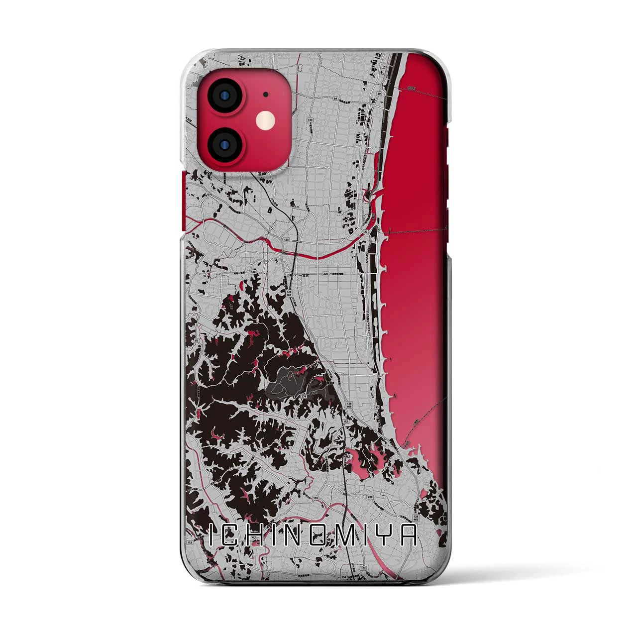 【一宮(千葉県)】地図柄iPhoneケース(クリアタイプ)