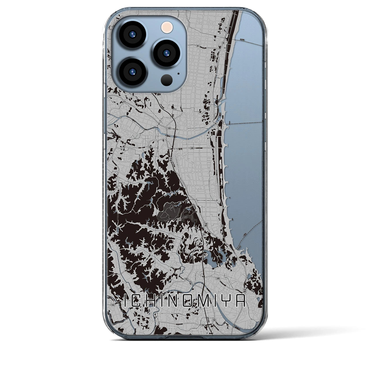 【一宮(千葉県)】地図柄iPhoneケース(クリアタイプ)