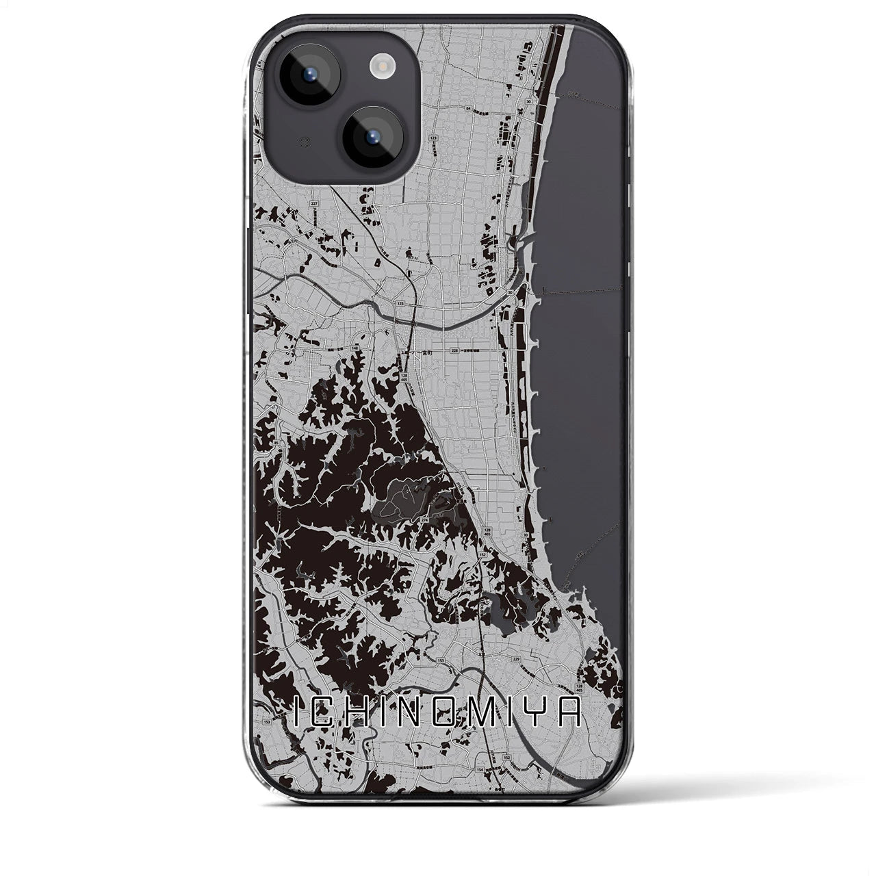 【一宮(千葉県)】地図柄iPhoneケース(クリアタイプ)