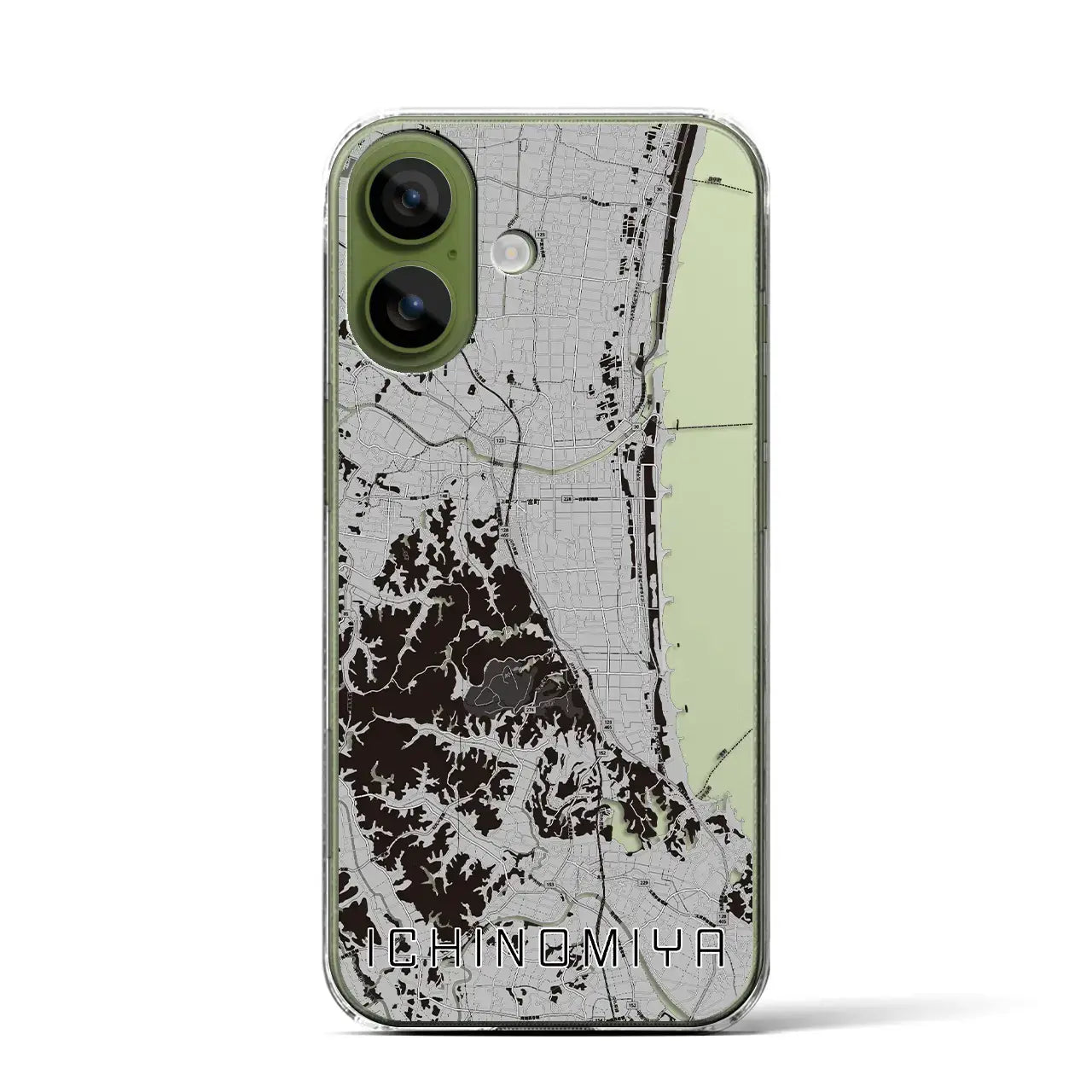 【一宮(千葉県)】地図柄iPhoneケース(クリアタイプ)モノトーン・iPhone 17 Pro Max 用