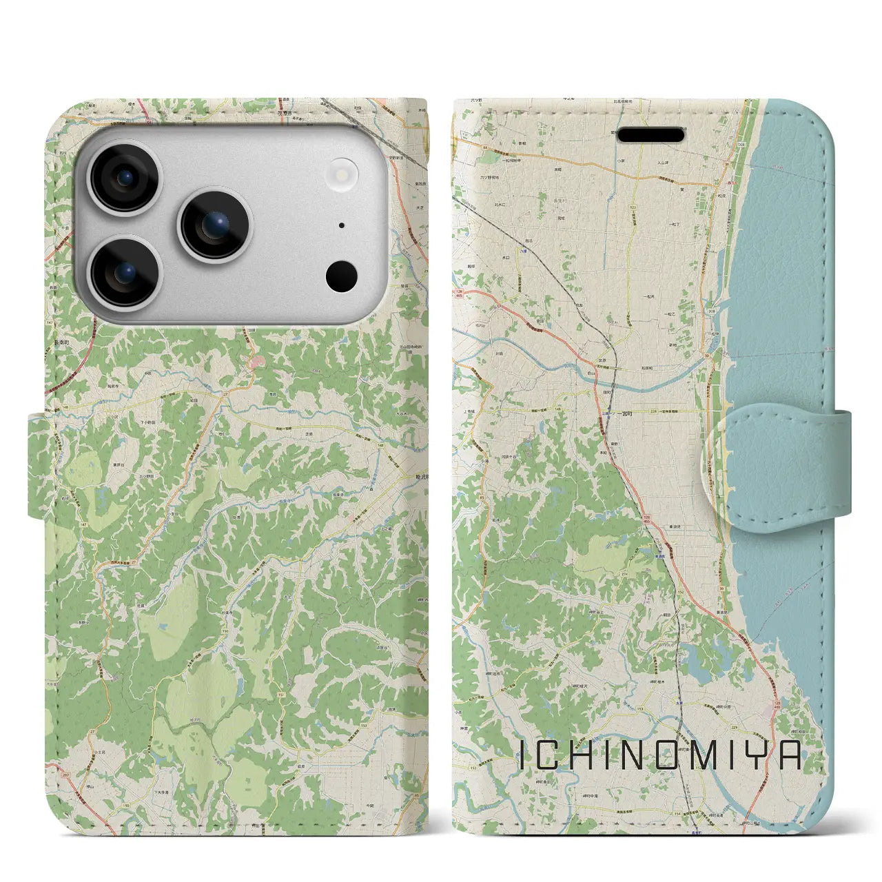 【一宮(千葉県)】地図柄iPhoneケース(手帳タイプ)
