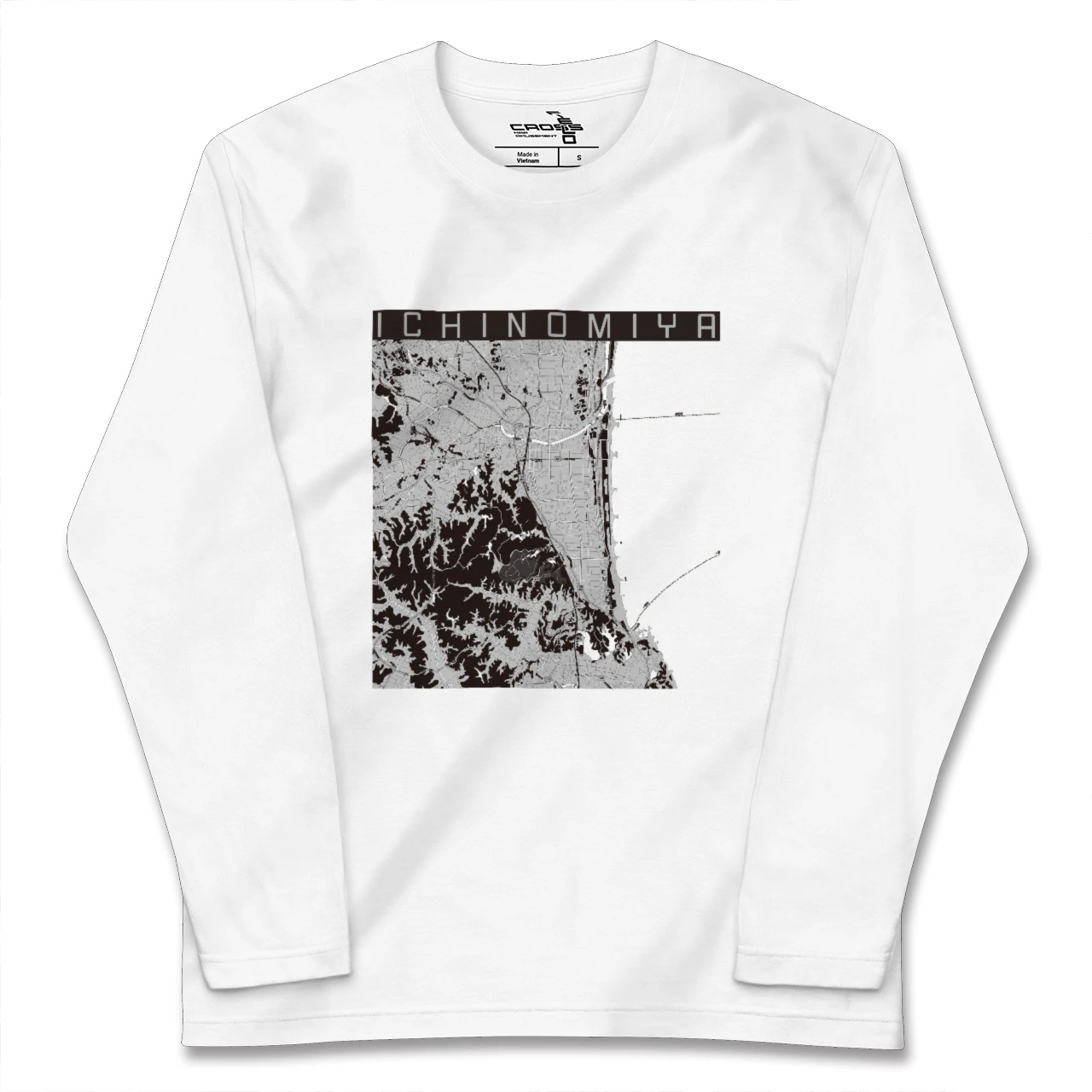 【一宮(千葉県)(千葉県)】地図柄ロングスリーブTシャツ