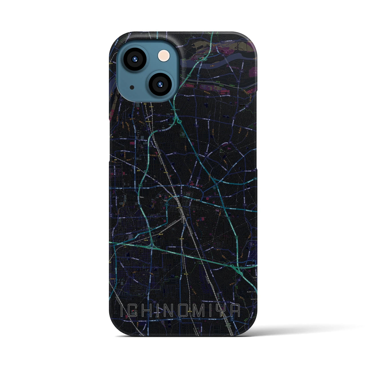 【一宮(愛知県)】地図柄iPhoneケース(バックカバータイプ)