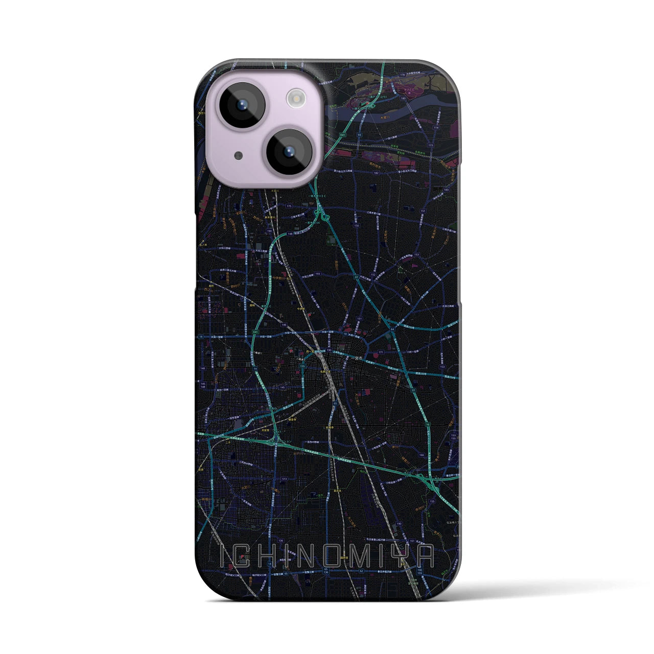 【一宮(愛知県)】地図柄iPhoneケース(バックカバータイプ)