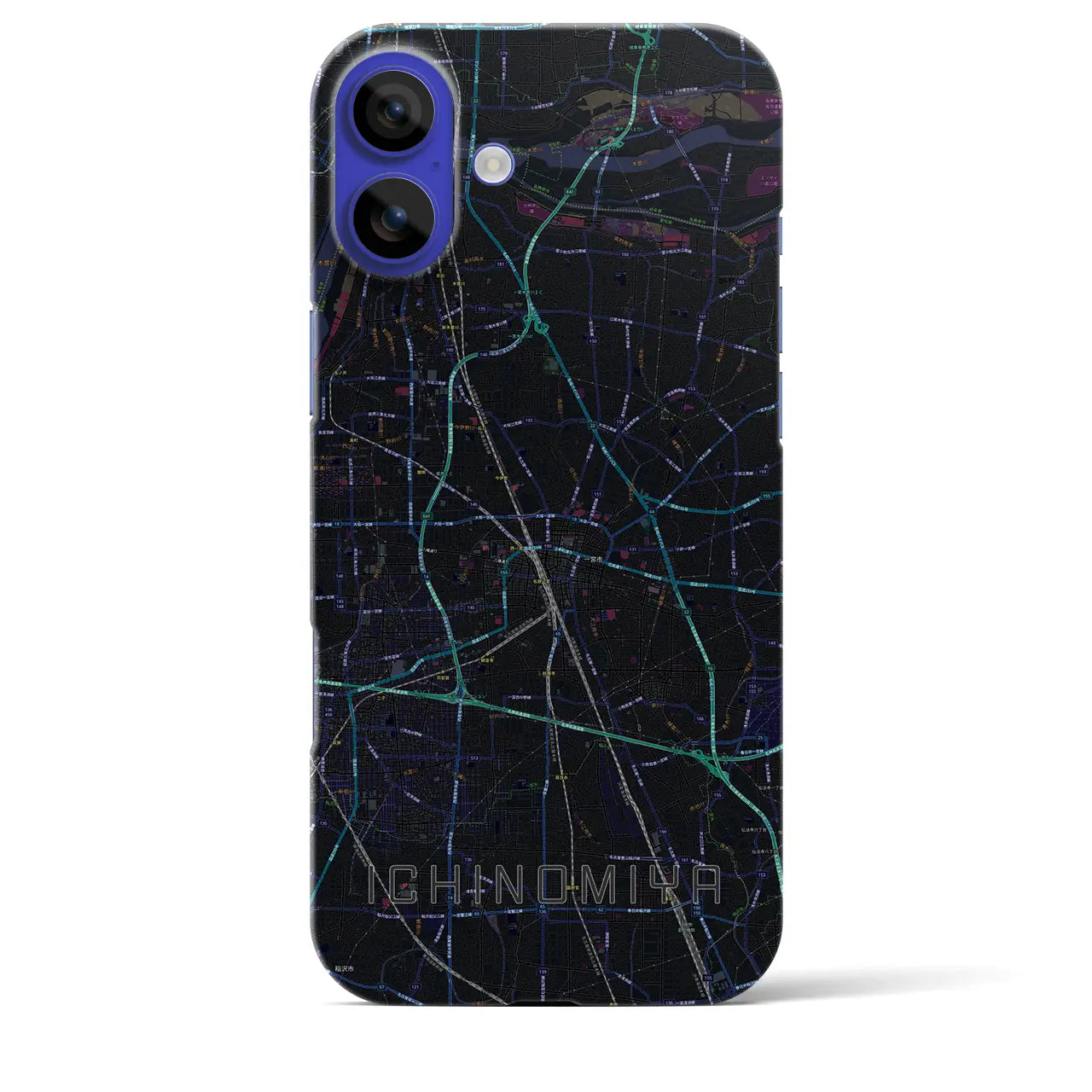 【一宮(愛知県)】地図柄iPhoneケース(バックカバータイプ)