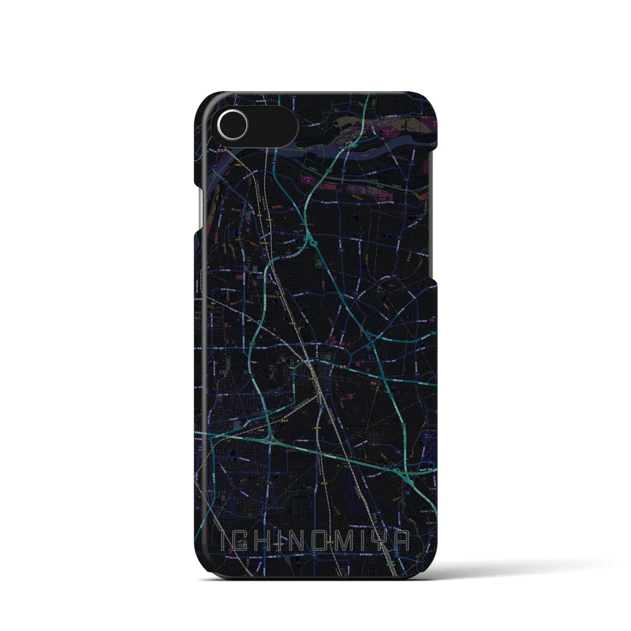 【一宮(愛知県)】地図柄iPhoneケース(バックカバータイプ)