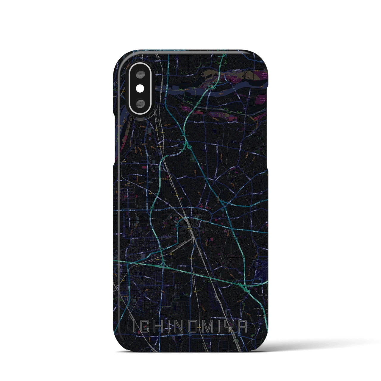 【一宮(愛知県)】地図柄iPhoneケース(バックカバータイプ)