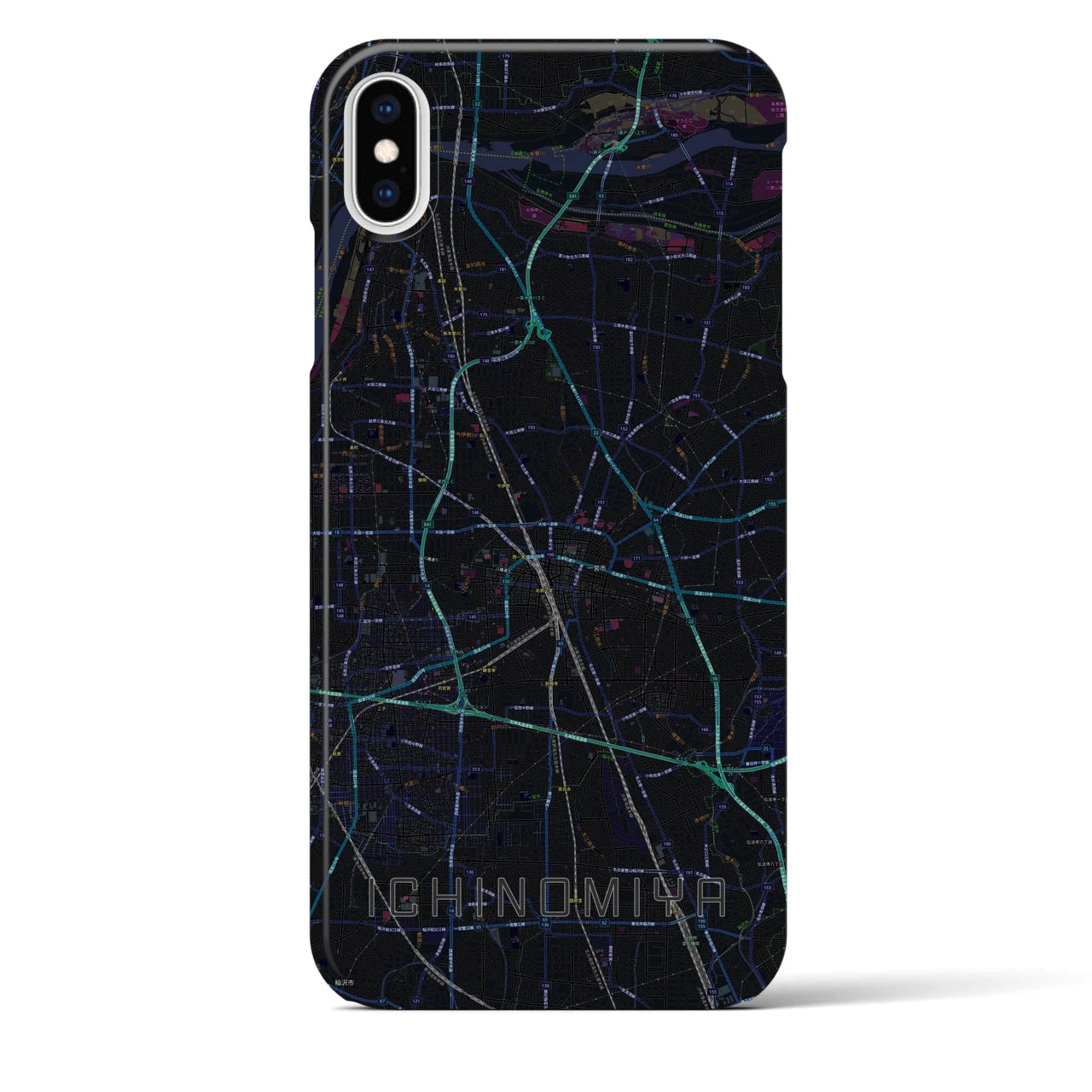 【一宮(愛知県)】地図柄iPhoneケース(バックカバータイプ)