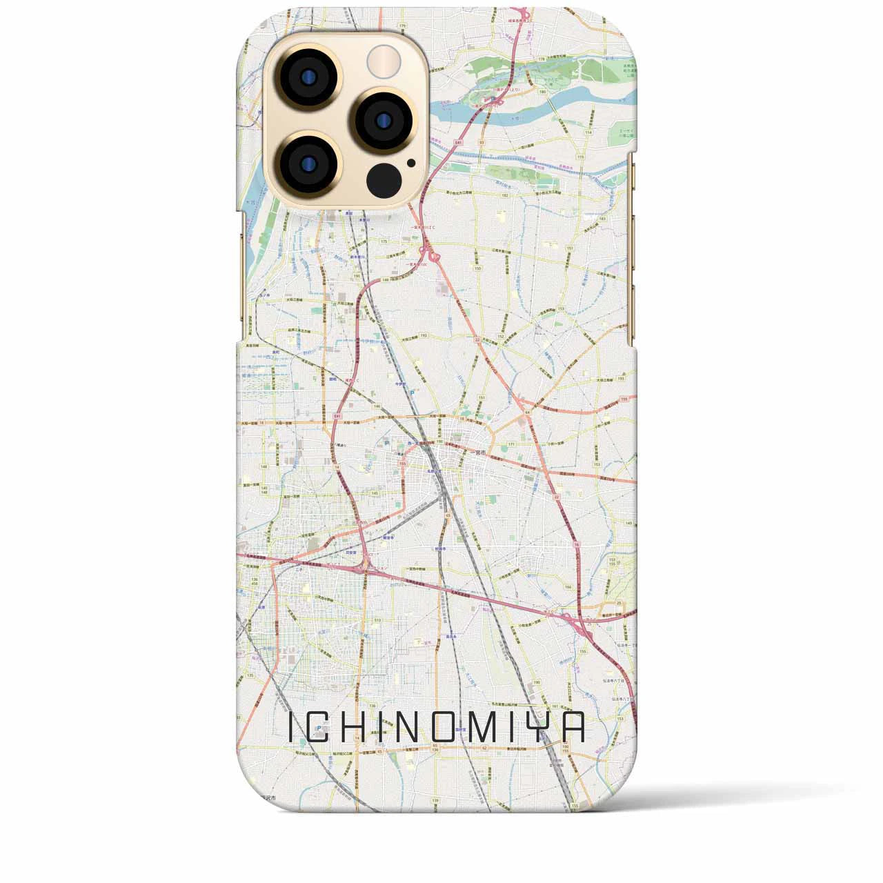 【一宮(愛知県)】地図柄iPhoneケース(バックカバータイプ)