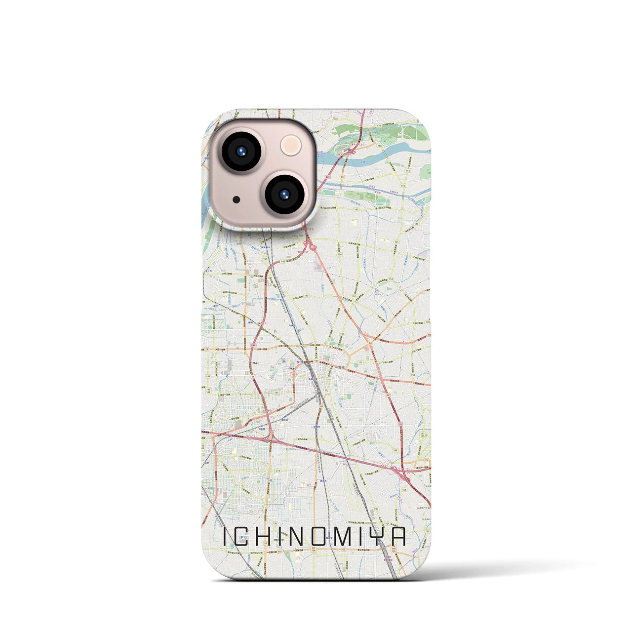 【一宮(愛知県)】地図柄iPhoneケース(バックカバータイプ)