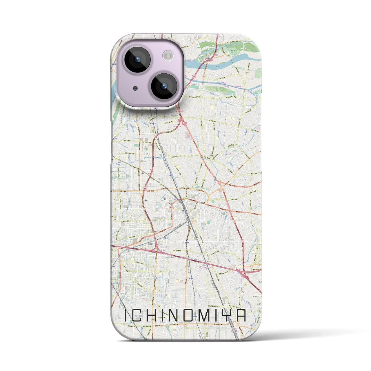 【一宮(愛知県)】地図柄iPhoneケース(バックカバータイプ)
