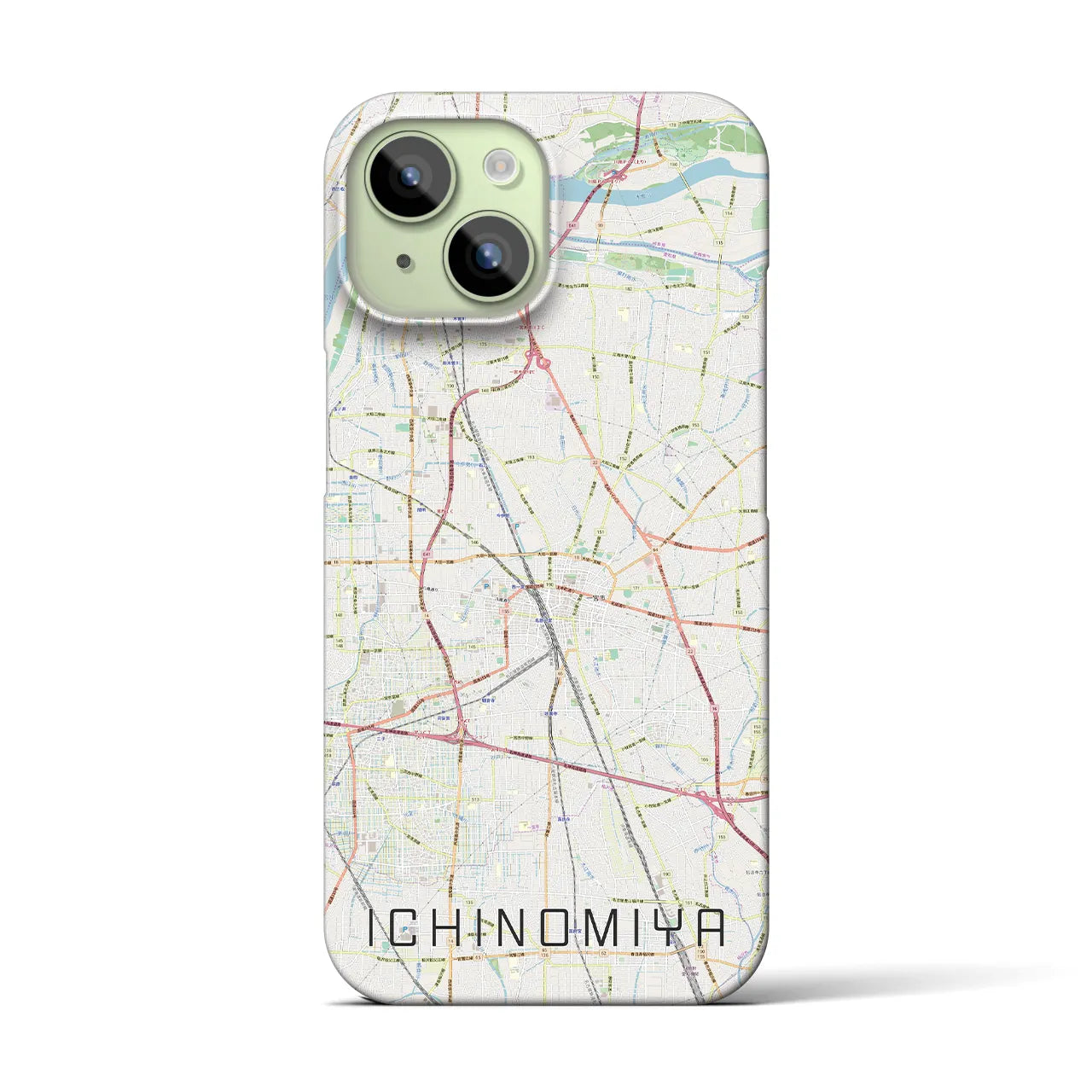 【一宮(愛知県)】地図柄iPhoneケース(バックカバータイプ)