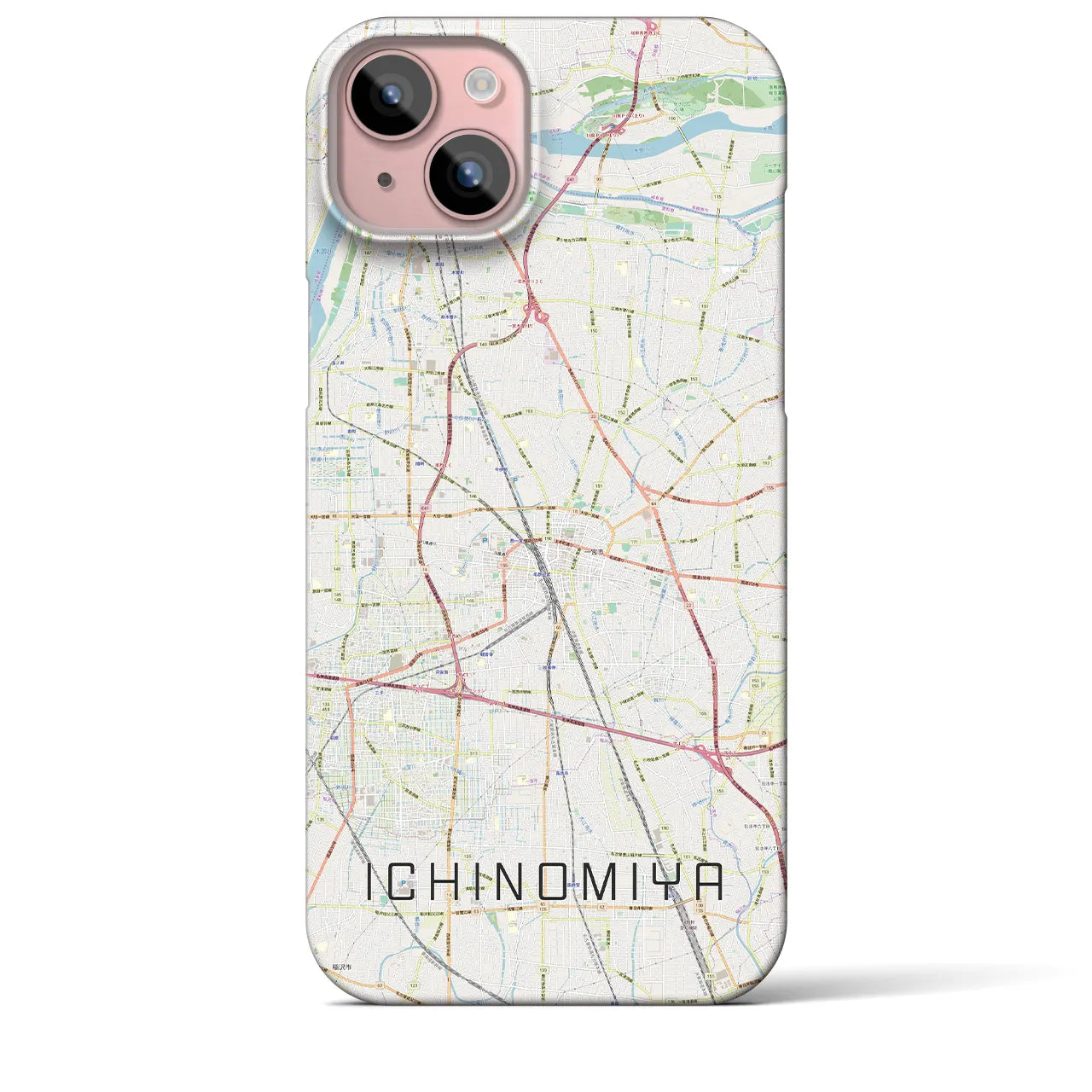 【一宮(愛知県)】地図柄iPhoneケース(バックカバータイプ)