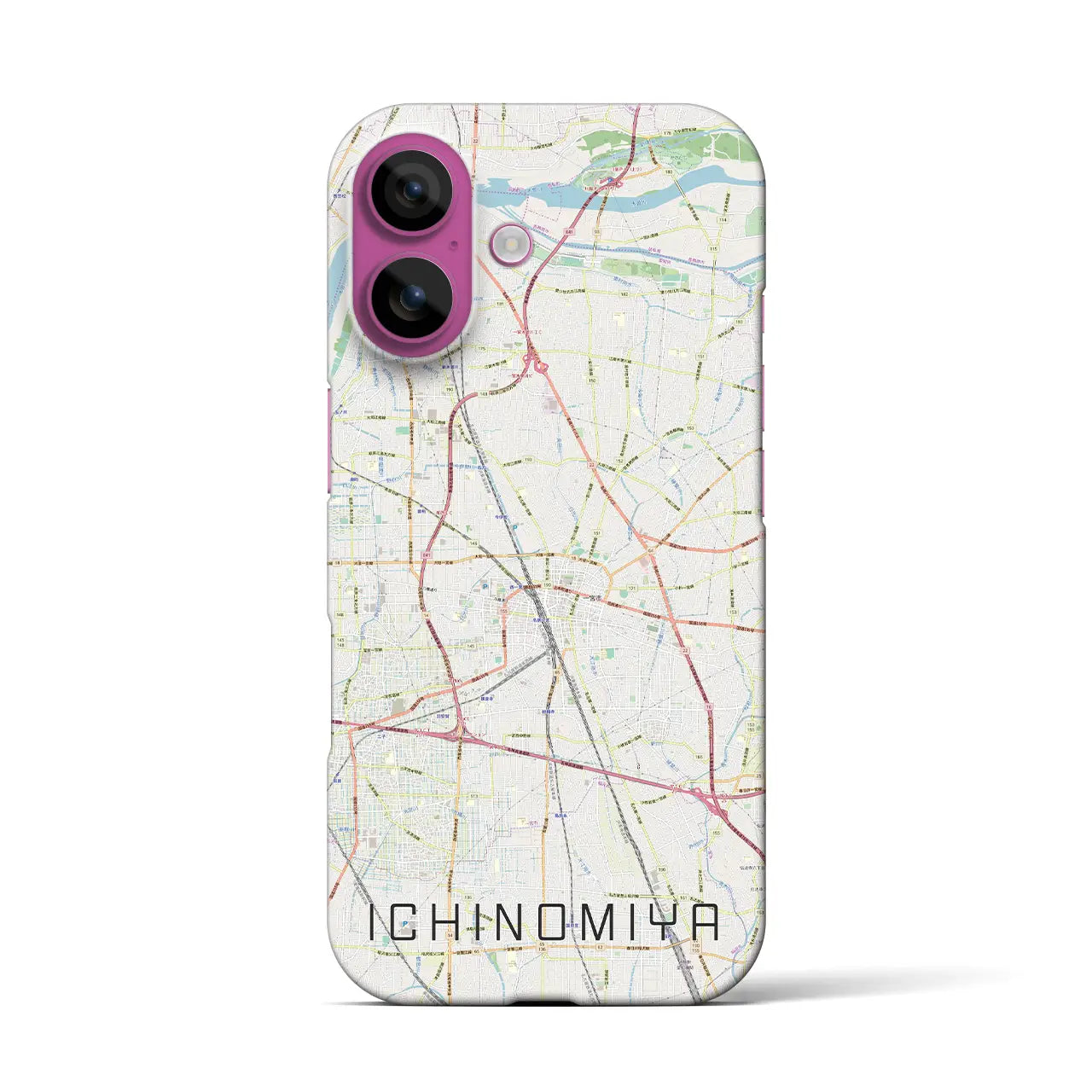 【一宮(愛知県)】地図柄iPhoneケース(バックカバータイプ)