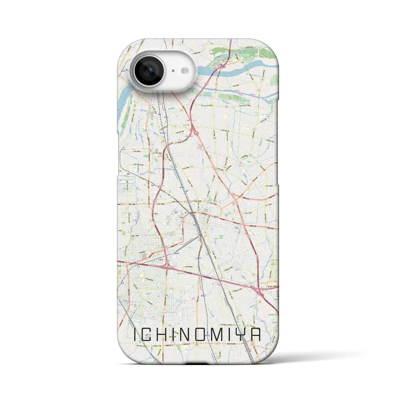 【一宮(愛知県)】地図柄iPhoneケース(バックカバータイプ)