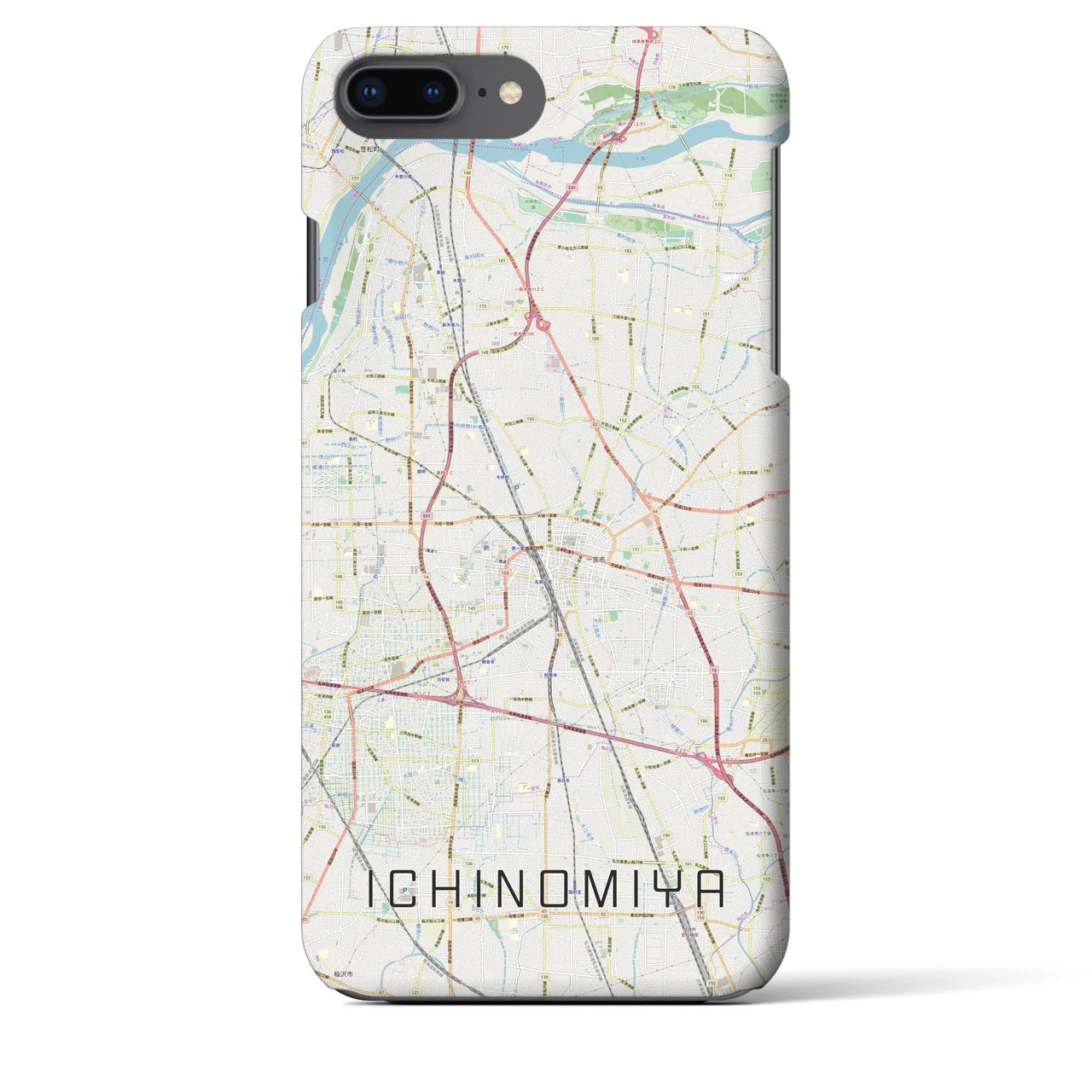 【一宮(愛知県)】地図柄iPhoneケース(バックカバータイプ)