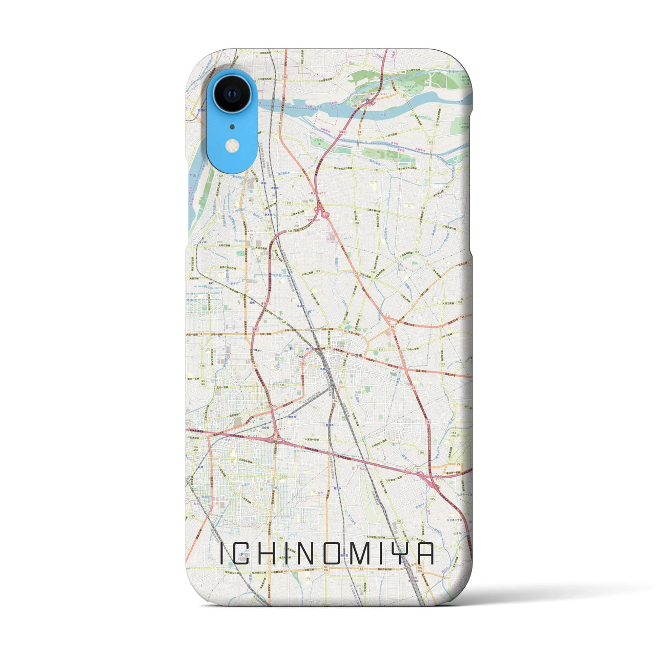 【一宮(愛知県)】地図柄iPhoneケース(バックカバータイプ)