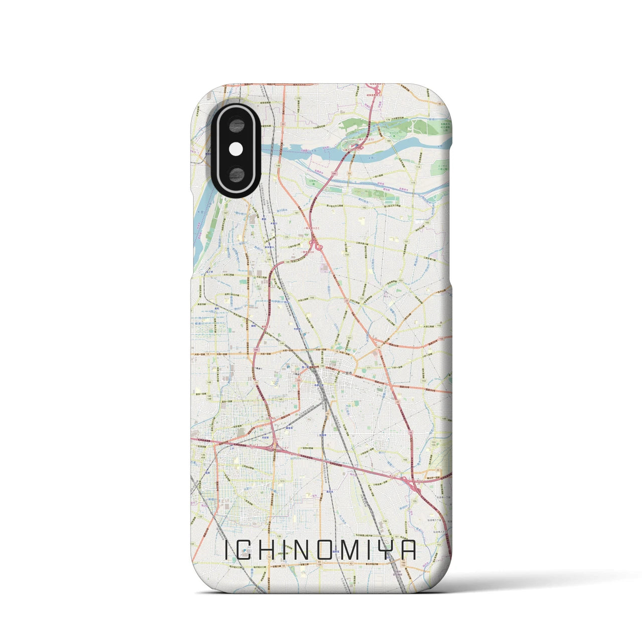 【一宮(愛知県)】地図柄iPhoneケース(バックカバータイプ)