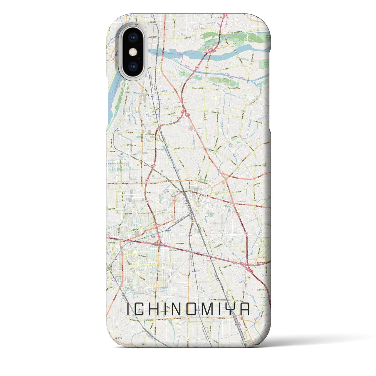【一宮(愛知県)】地図柄iPhoneケース(バックカバータイプ)