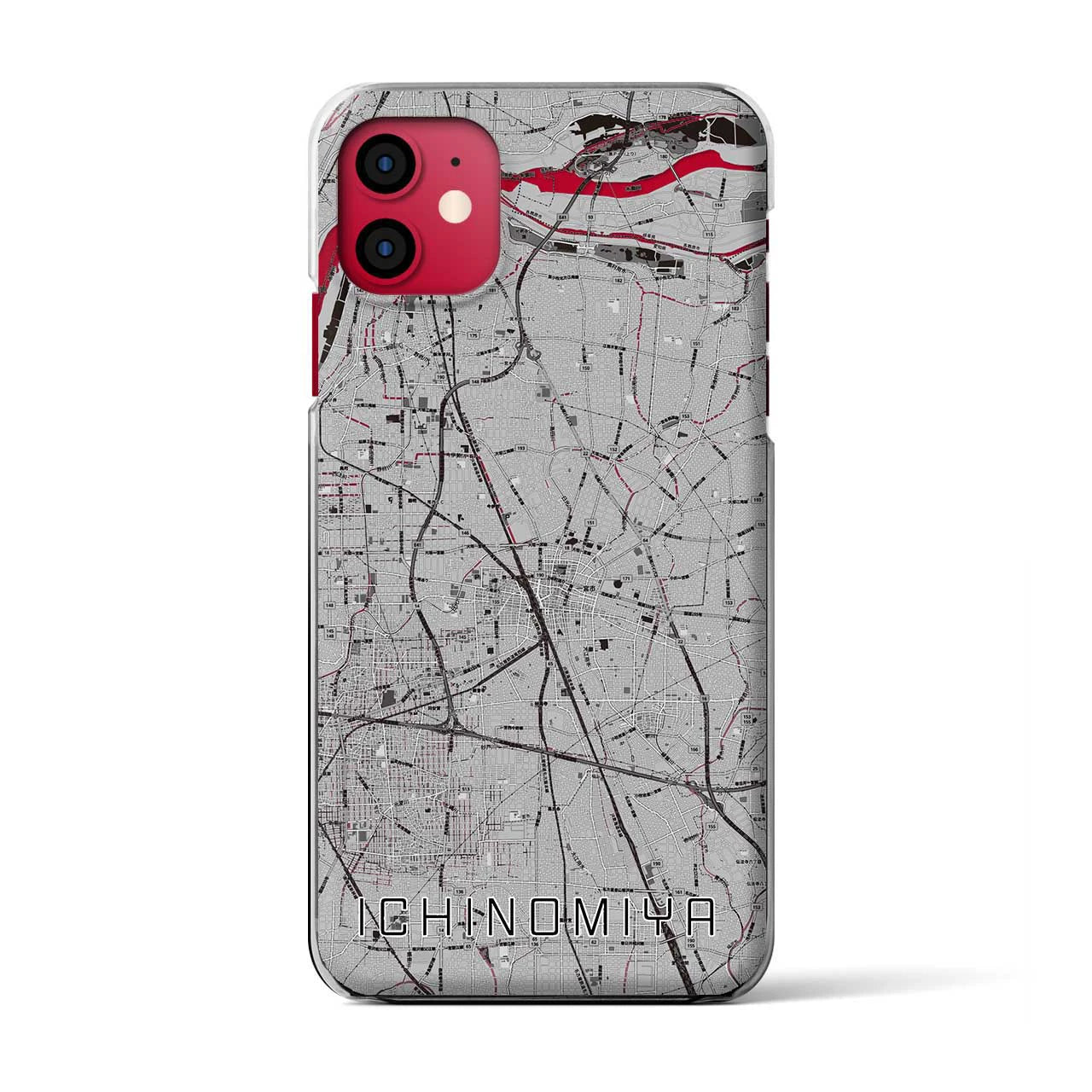 【一宮(愛知県)】地図柄iPhoneケース(クリアタイプ)