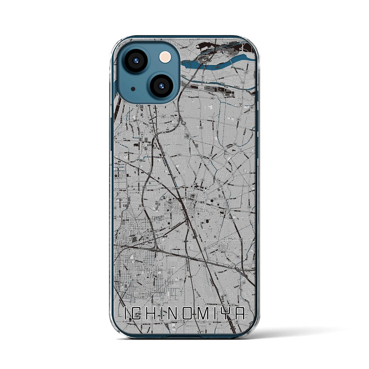 【一宮(愛知県)】地図柄iPhoneケース(クリアタイプ)