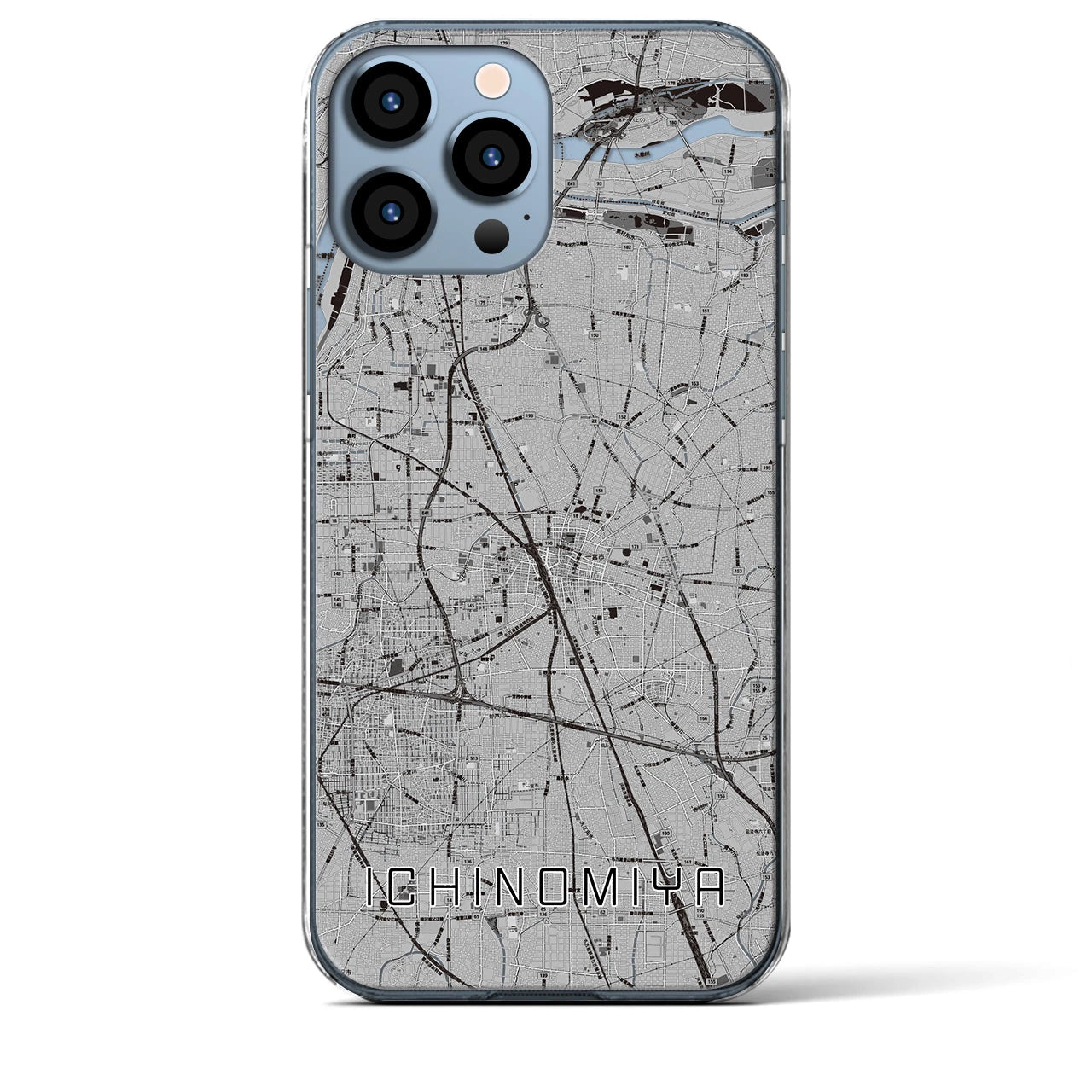 【一宮(愛知県)】地図柄iPhoneケース(クリアタイプ)