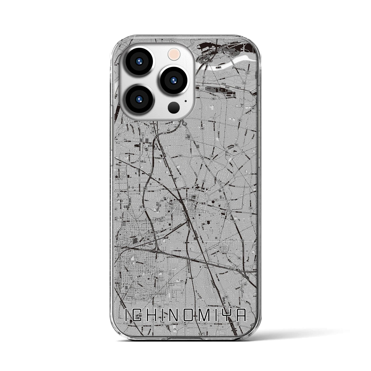 【一宮(愛知県)】地図柄iPhoneケース(クリアタイプ)