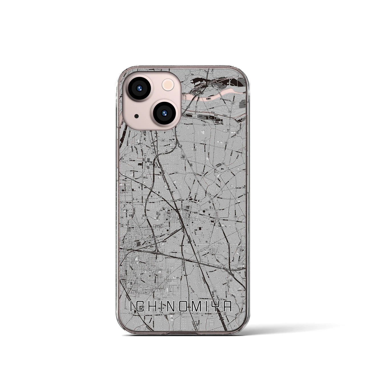 【一宮(愛知県)】地図柄iPhoneケース(クリアタイプ)