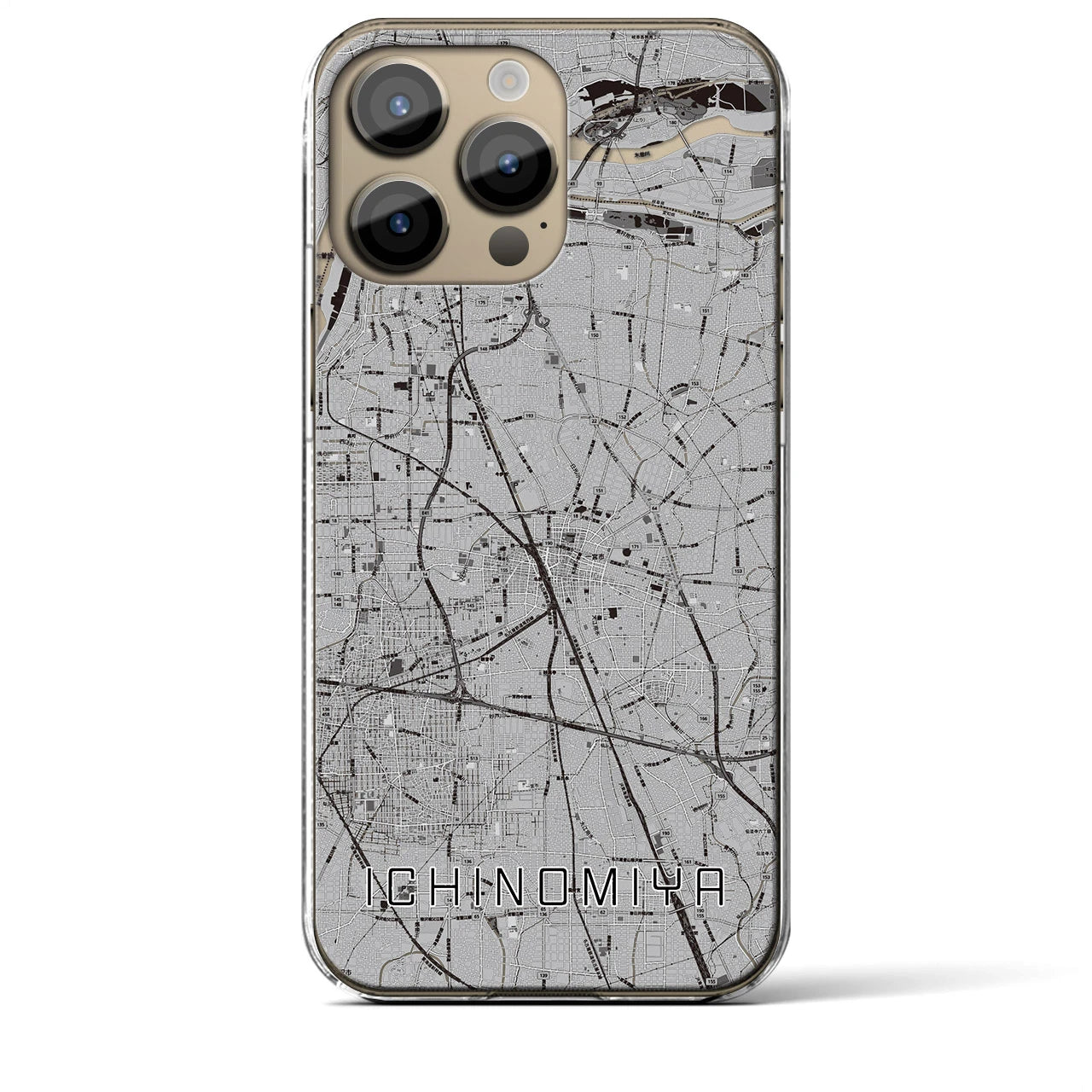 【一宮(愛知県)】地図柄iPhoneケース(クリアタイプ)