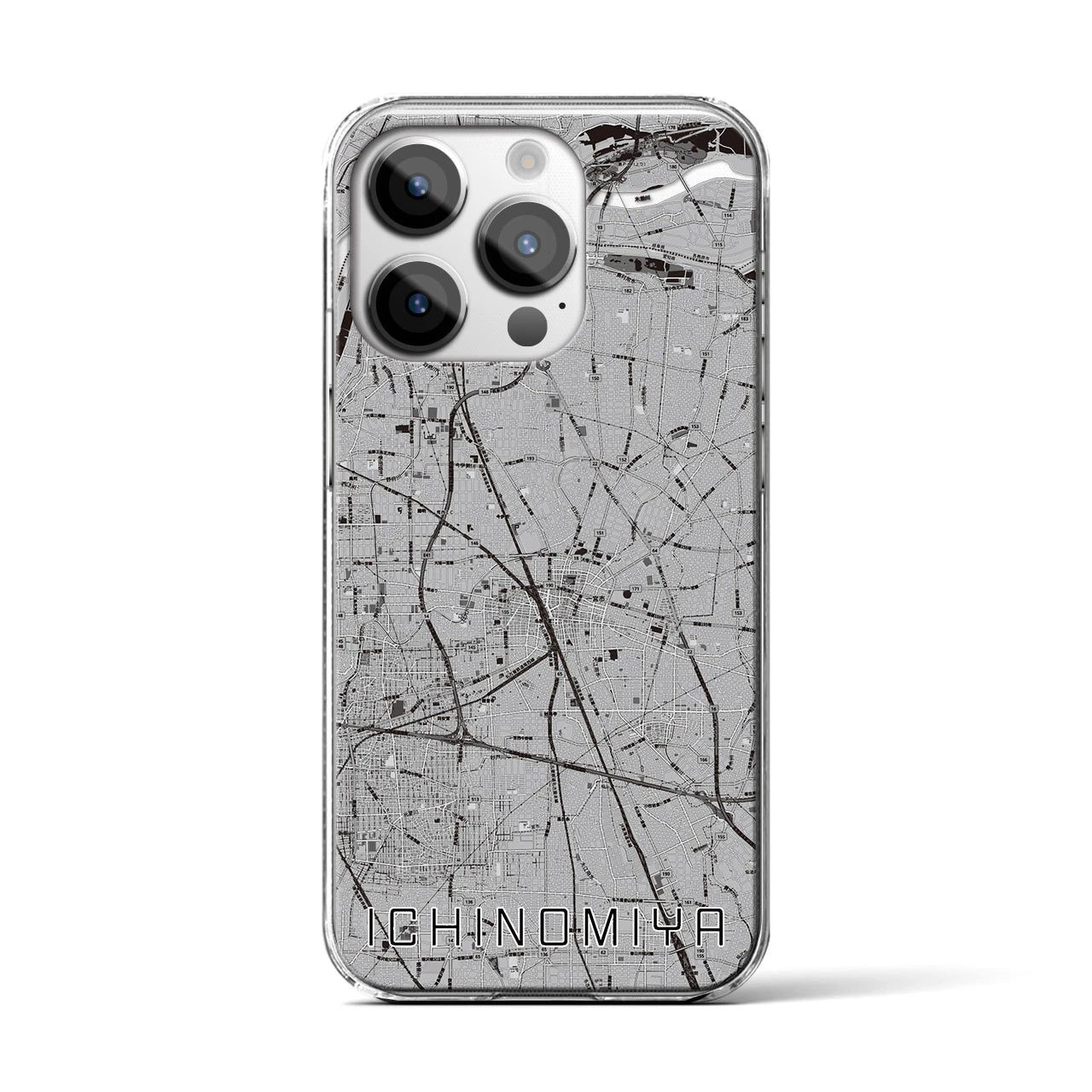 【一宮(愛知県)】地図柄iPhoneケース(クリアタイプ)